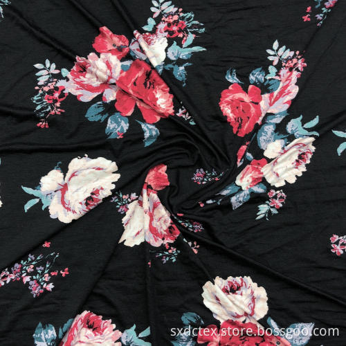 Gestrickter Rayon Spandex Single Jersey Bedruckter Blumenstoff